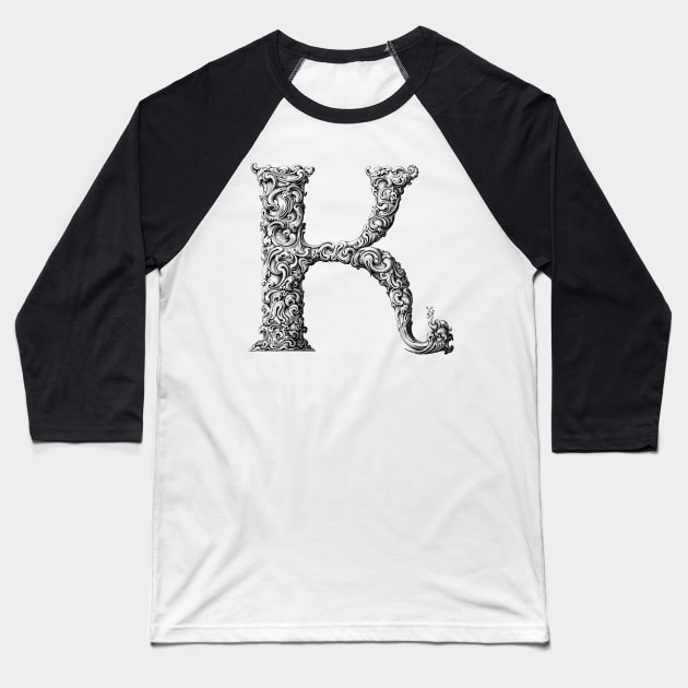 Vintage Initial Letter Lettering Alphabet K Baseball T-Shirt by AltrusianGrace